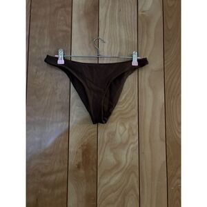 Jade Swim Bare Minimum Bikini Bottom Chocolate Brown Metallic Large JS-101-RE21